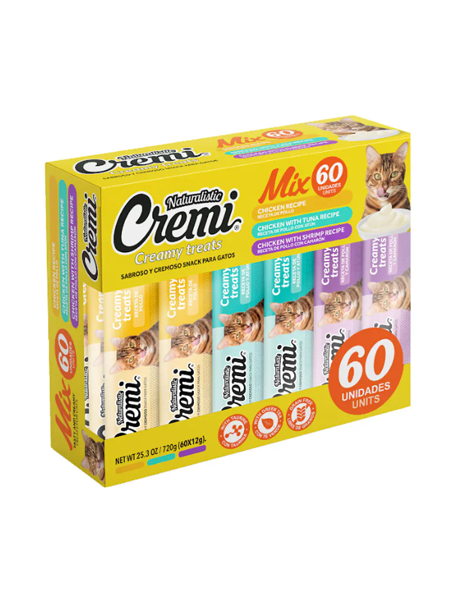 Cremi Naturalistic Box Chicken Food 60 Unidades - Snack Cremoso para gatos 1