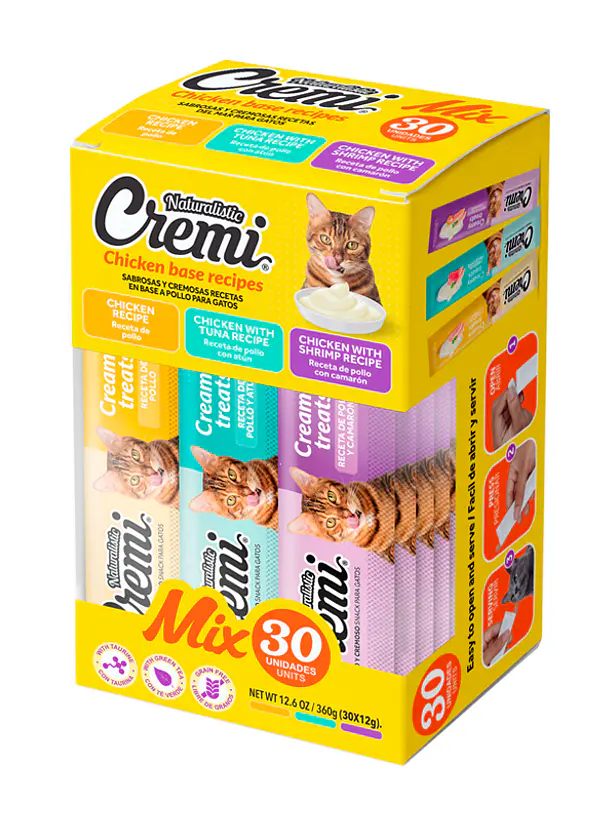 Cremi Naturalistic Box Chicken Food 30 Unidades - Snack Cremoso para gatos 1