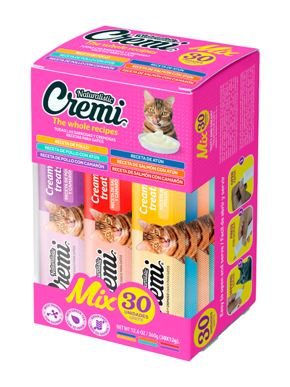 Cremi Naturalistic Box The Whole 30 Unidades - Snack Cremoso para gatos 1