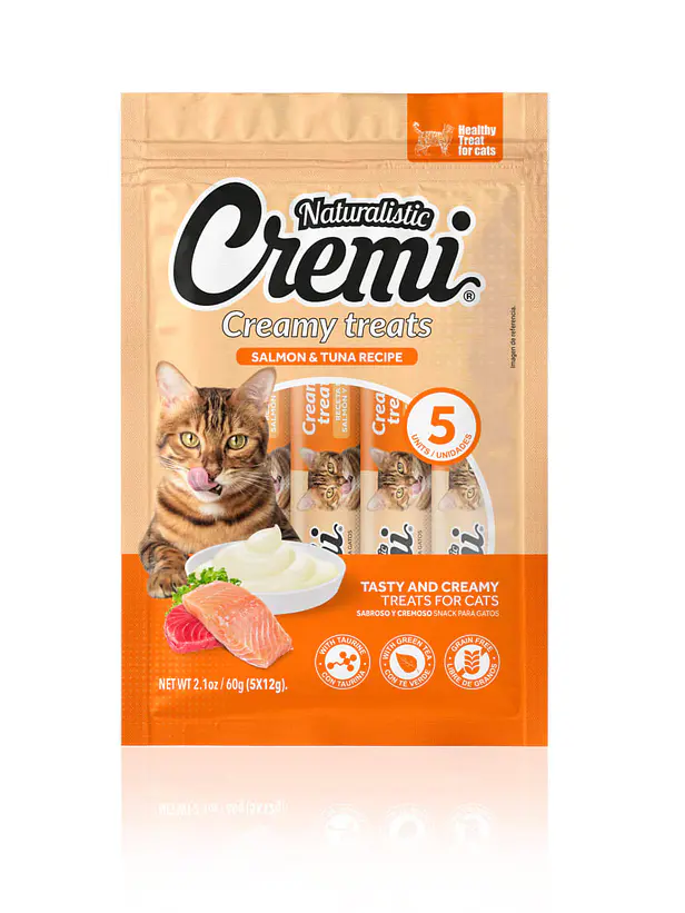 Cremi Naturalistic Salmón Tuna Recipe 5x12GR - Snack Cremoso para Gatos 1