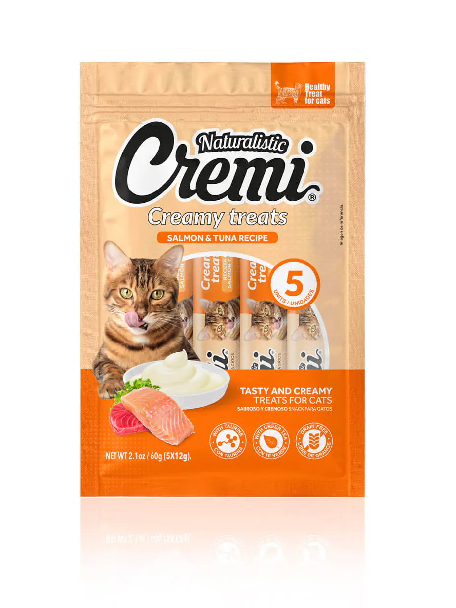 Cremi Naturalistic Salmón Tuna Recipe 5x12GR - Snack Cremoso para Gatos 1