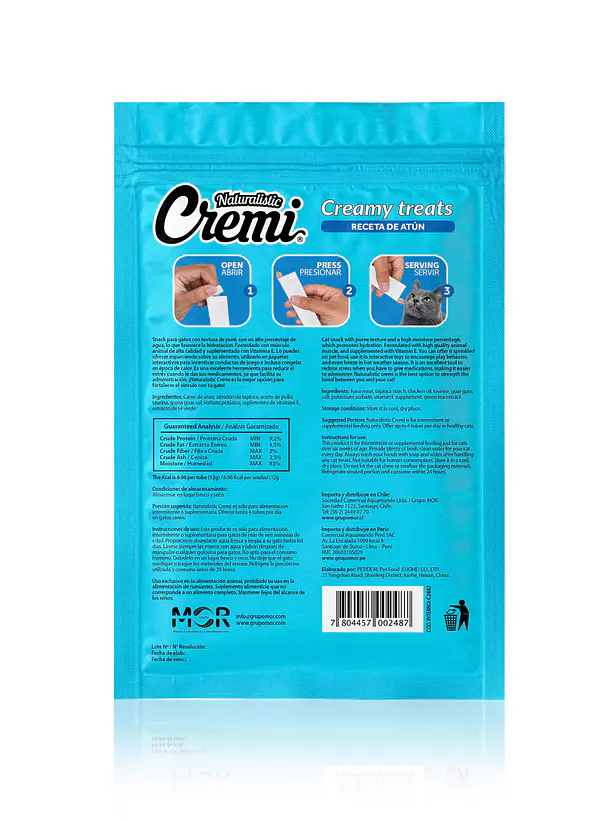 Cremi Naturalistic Tuna Recipe 5x12GR - Snack Cremoso para Gatos 3