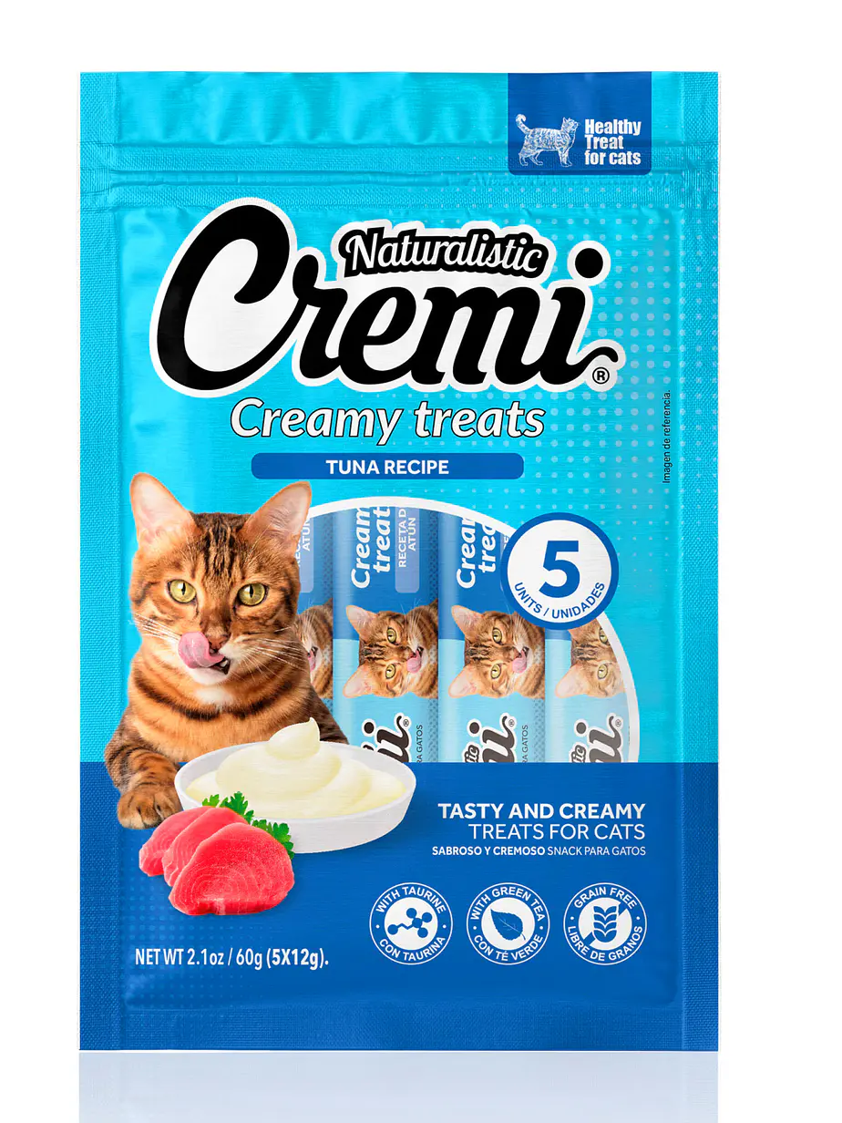 Cremi Naturalistic Tuna Recipe 5x12GR - Snack Cremoso para Gatos 1