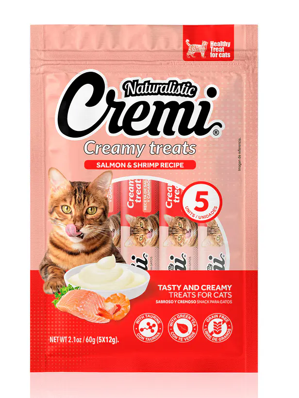 Cremi Naturalistic Salmon & Camaron 60 Gramos - Snack Cremoso para gatos 1