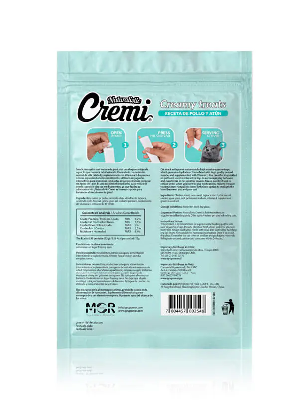 Cremi Naturalistic Pollo & Atun 60 gramos - Snack Cremoso para gatos 3