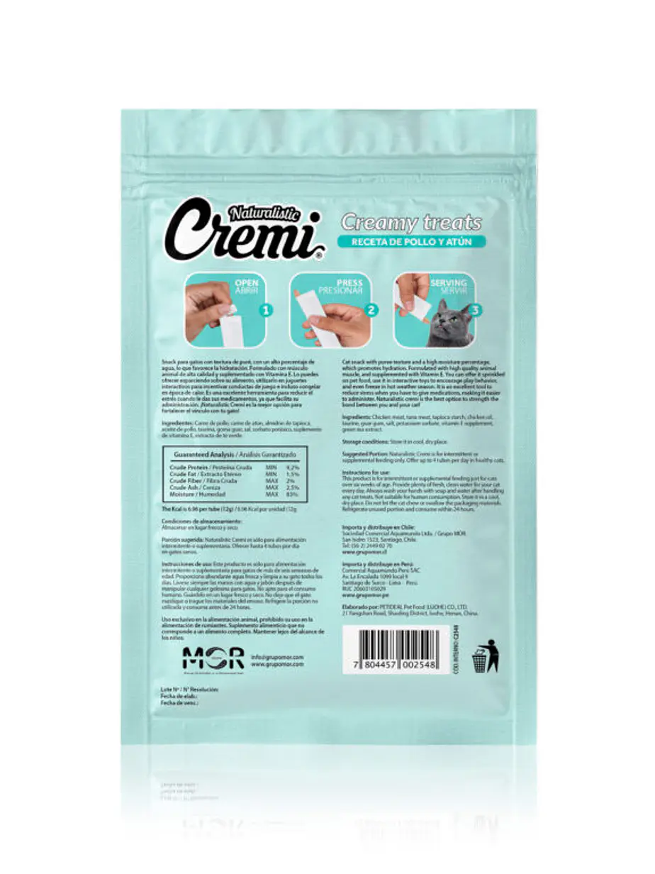 Cremi Naturalistic Pollo & Atun 60 gramos - Snack Cremoso para gatos 3