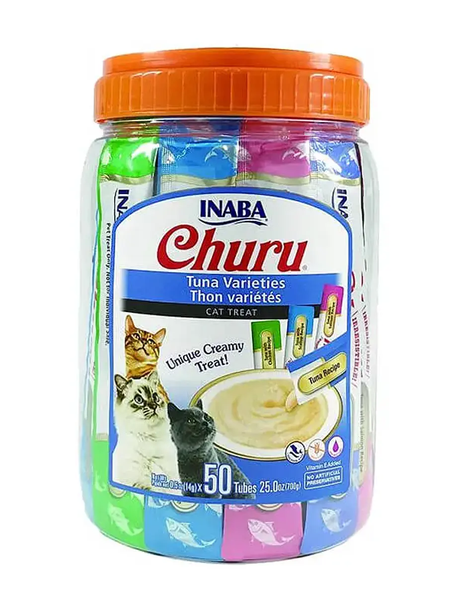 Churu Inaba Variedades de Atun 50 Unidades - Snack Cremoso para gatos 1