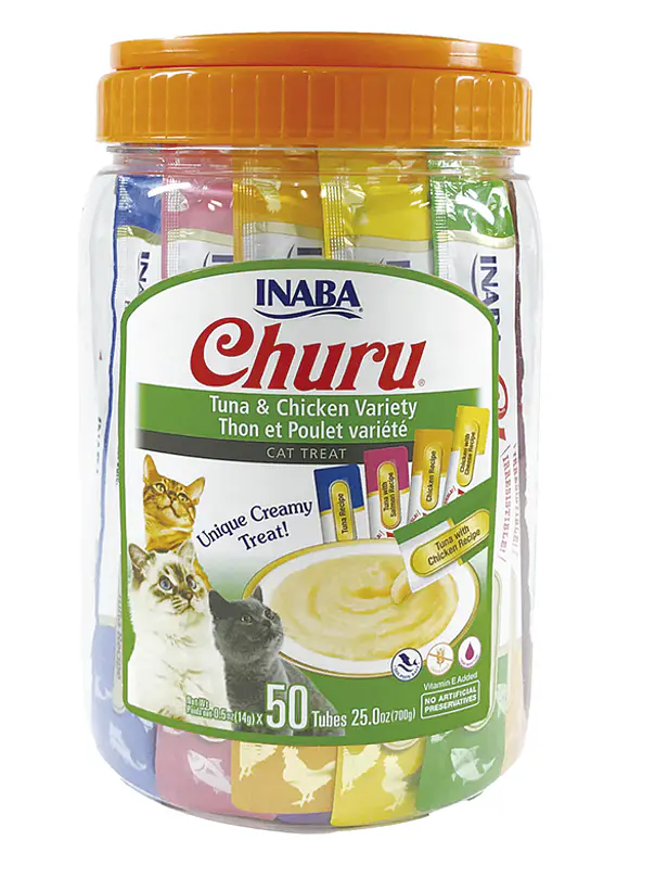Churu Inaba Variedades de Atun y Pollo 50 Unidades - Snack Cremoso para gatos 1