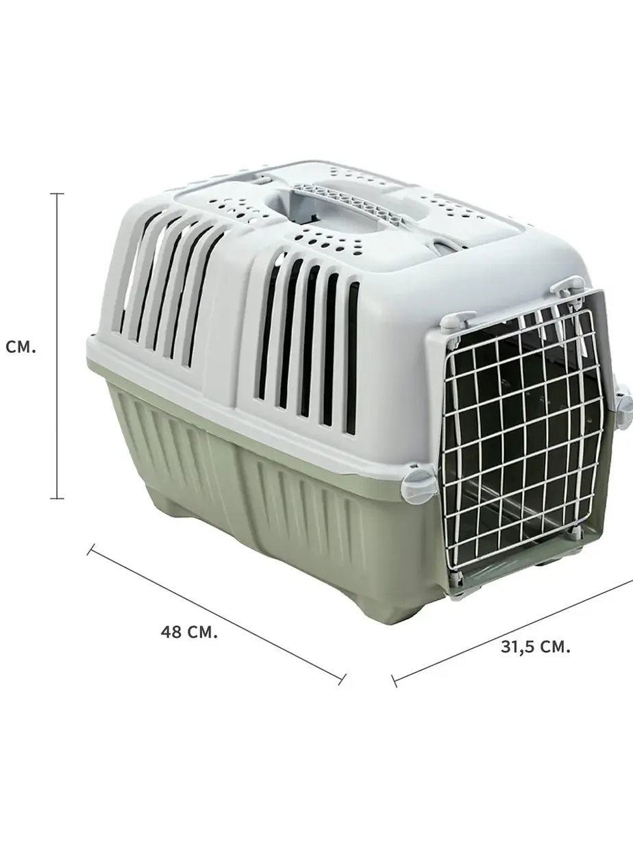 Jaula Transporte Mascotas Pratiko Metal 1 Verde - Accesorio Transporte Gatos 2