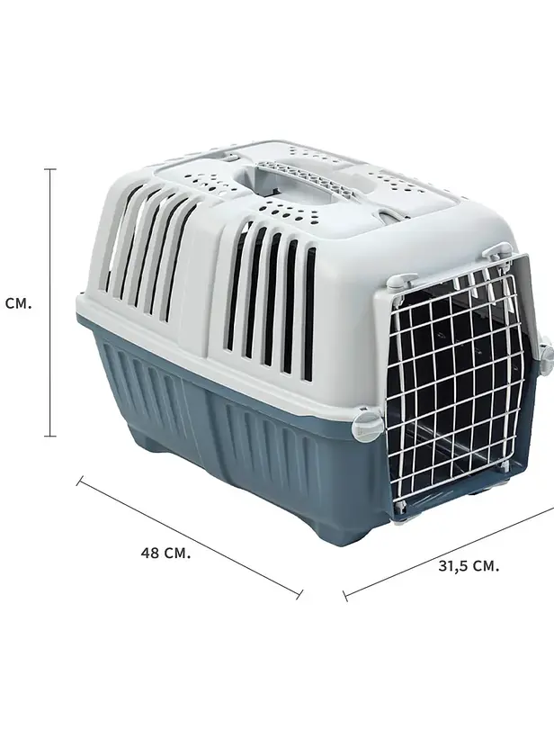 Jaula Transporte Mascotas Pratiko Metal 1 Azul - Accesorio Transporte Gatos 1