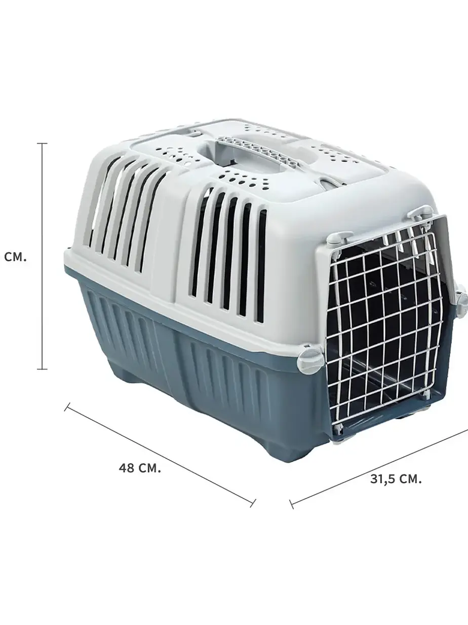 Jaula Transporte Mascotas Pratiko Metal 1 Azul - Accesorio Transporte Gatos 1