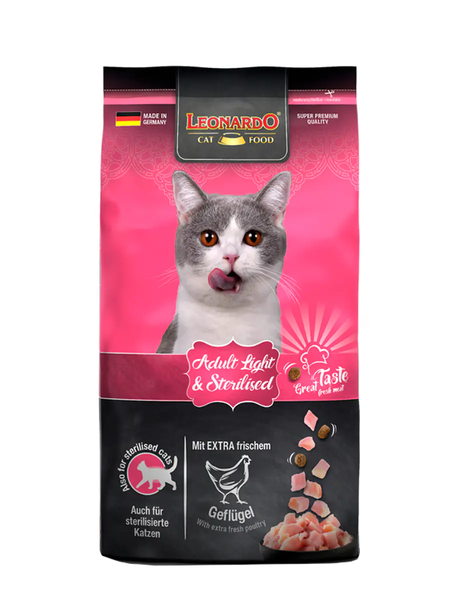 Leonardo Gato Adulto Light Sterilised - Alimento super premium para gatos  1