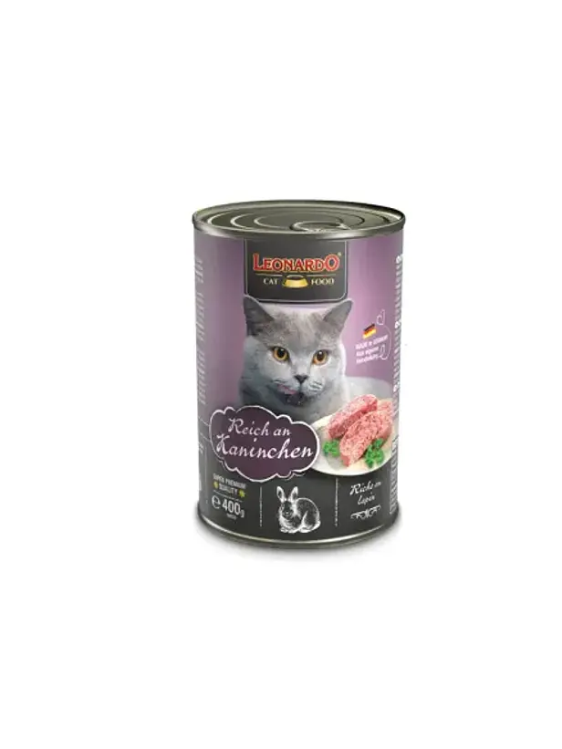 Pack Latas Leonardo Gato Quality Selection Adulto Conejo 400 GR x 6 Unidades 2