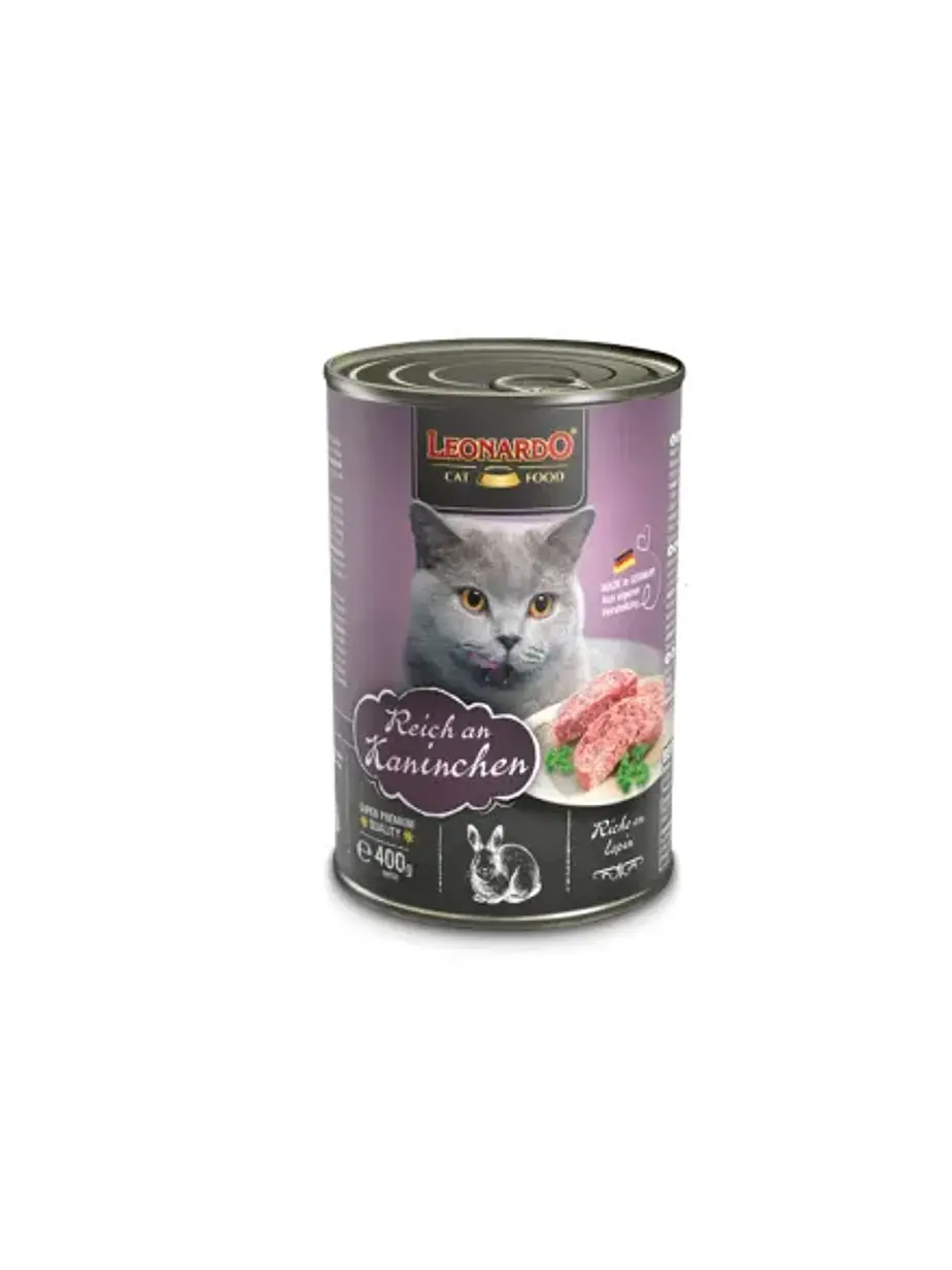 Pack Latas Leonardo Gato Quality Selection Adulto Conejo 400 GR x 6 Unidades 2