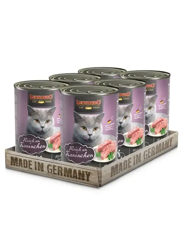 Pack Latas Leonardo Gato Quality Selection Adulto Conejo 400 GR x 6 Unidades 1