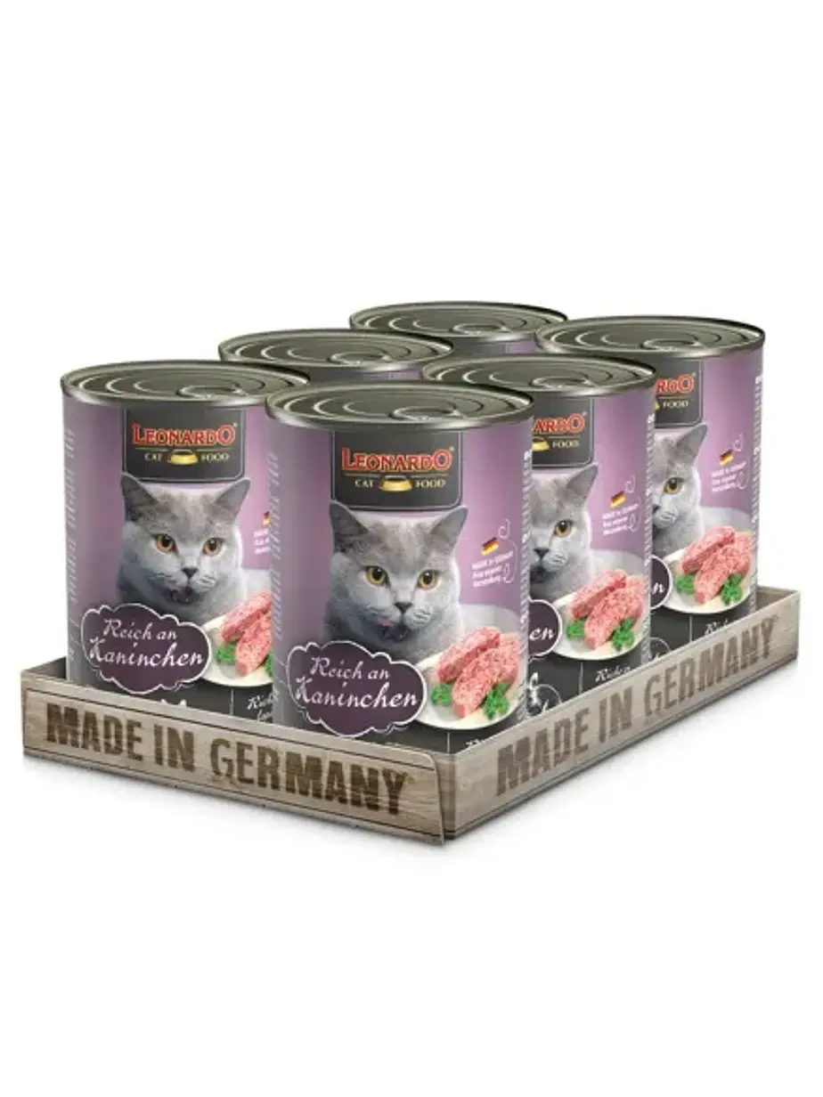 Pack Latas Leonardo Gato Quality Selection Adulto Conejo 400 GR x 6 Unidades 1