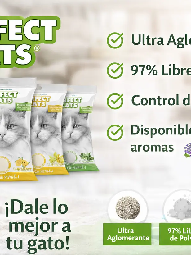 Arenas Perfect Cats Aromas Oferta 3 Unidades 7 Kilos C/U– Pack Total 21 kg para Gatos 1