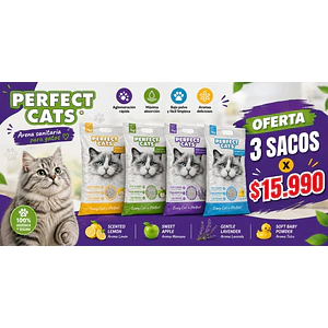 Arenas Perfect Cats Aromas Oferta 3 Unidades 7 Kilos C/U– Pack Total 21 kg para Gatos
