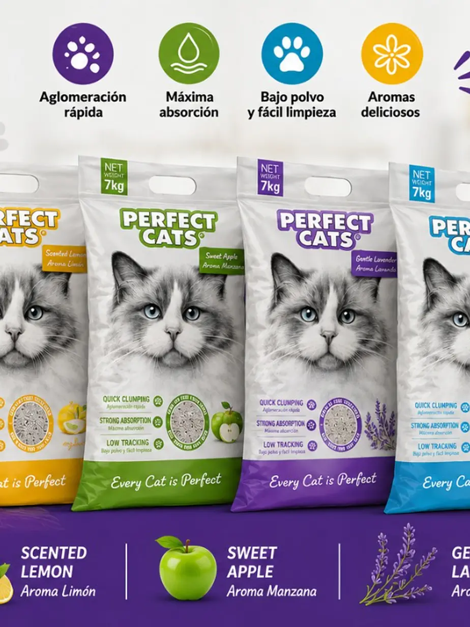 Arenas Perfect Cats Aromas Oferta 3 Unidades 7 Kilos C/U– Pack Total 21 kg para Gatos 1