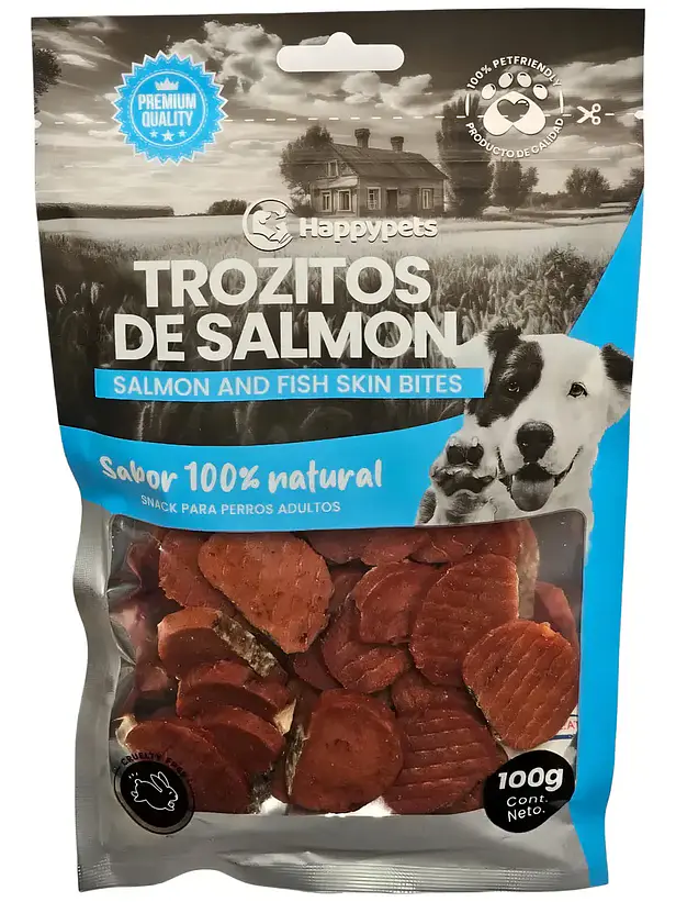 Snack Trozitos de Salmon 100 Gramos HappyPets 1