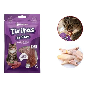 Snack Gato Tiritas De Pato Happypets 60 Gramos