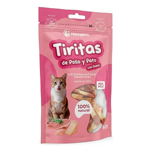 Snack Gato Tiritas De Pollo y Pato con Queso Happypets 60 Gramos