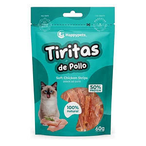 Snack Gato Tiritas De Pollo Happypets 60 Gramos