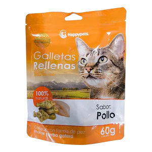 Galletas Rellenas Para Gato Sabor pollo Happypets 