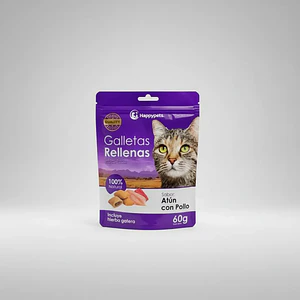 Galletas Rellenas Para Gato Sabor Atun con Pollo Happypets