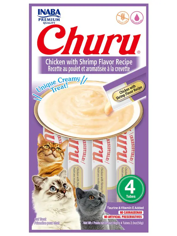 Churu Gato Sabor Pollo con Camaron - 4 tubos 14 gramos 1