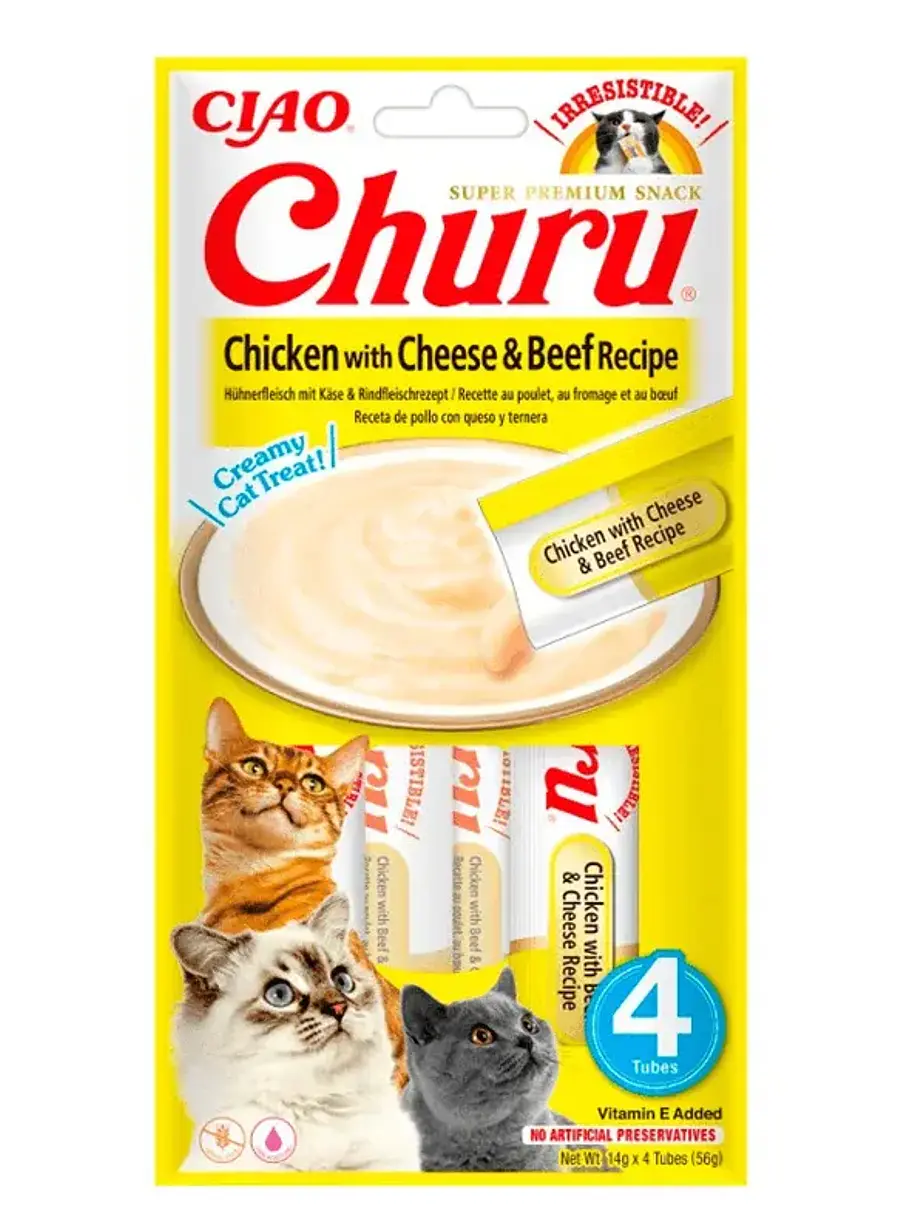 Churu Gato Sabor Pollo con Queso - 4 tubos 14 gramos 1