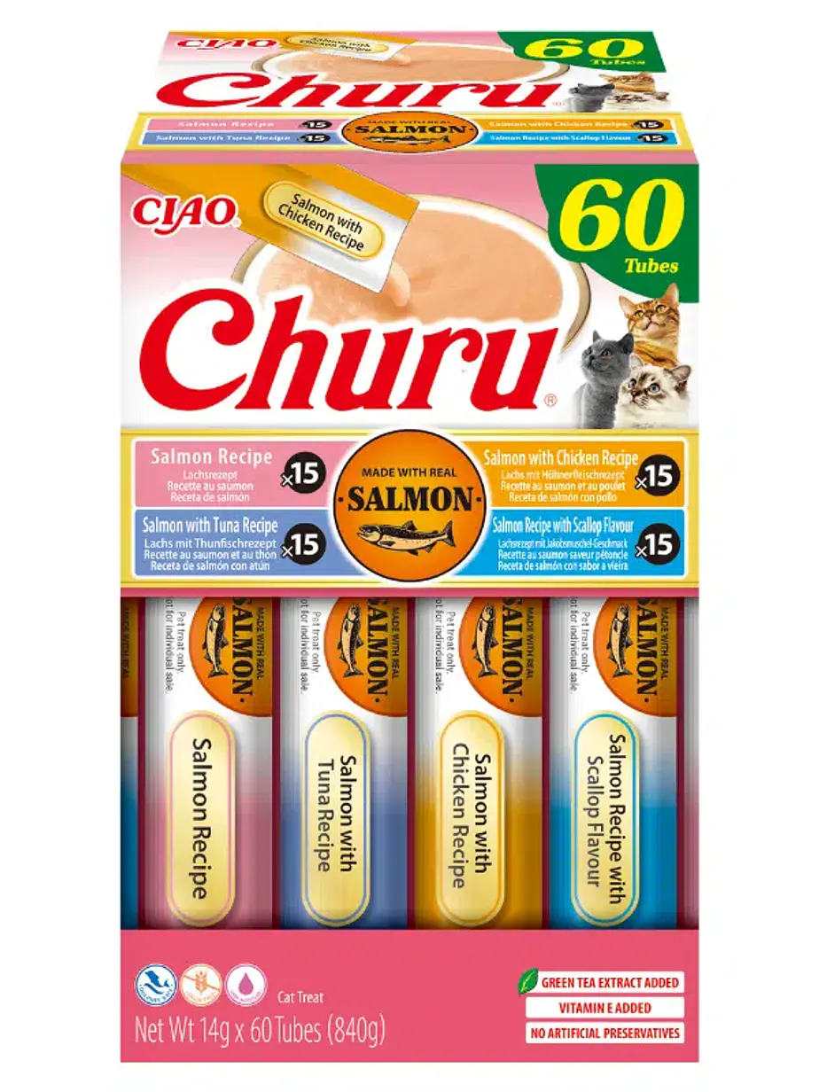 Inaba Churu Gato Variedad Salmon 60 unidades 1