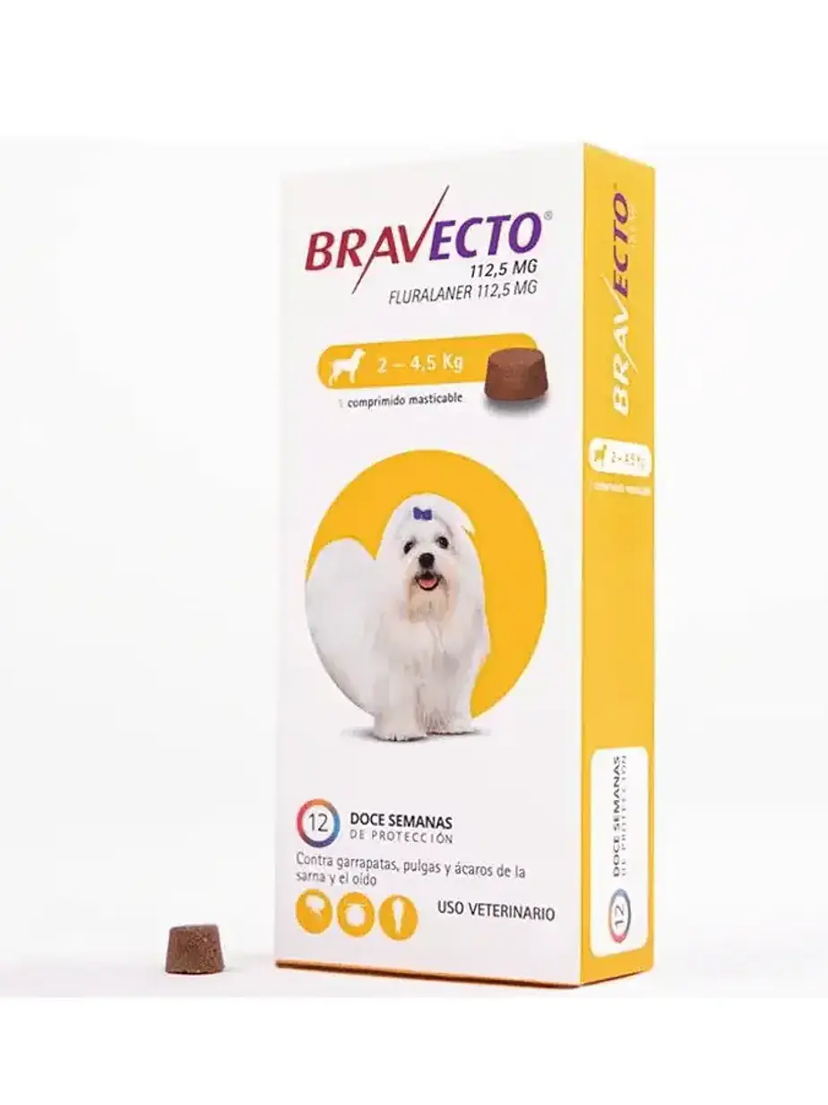 Bravecto para Perros 2 kilos a 4,5 kilos (112,5mg) 1