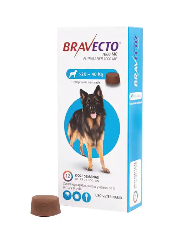 Bravecto para Perros 20 kilos a 40 kilos (1000mg) 1