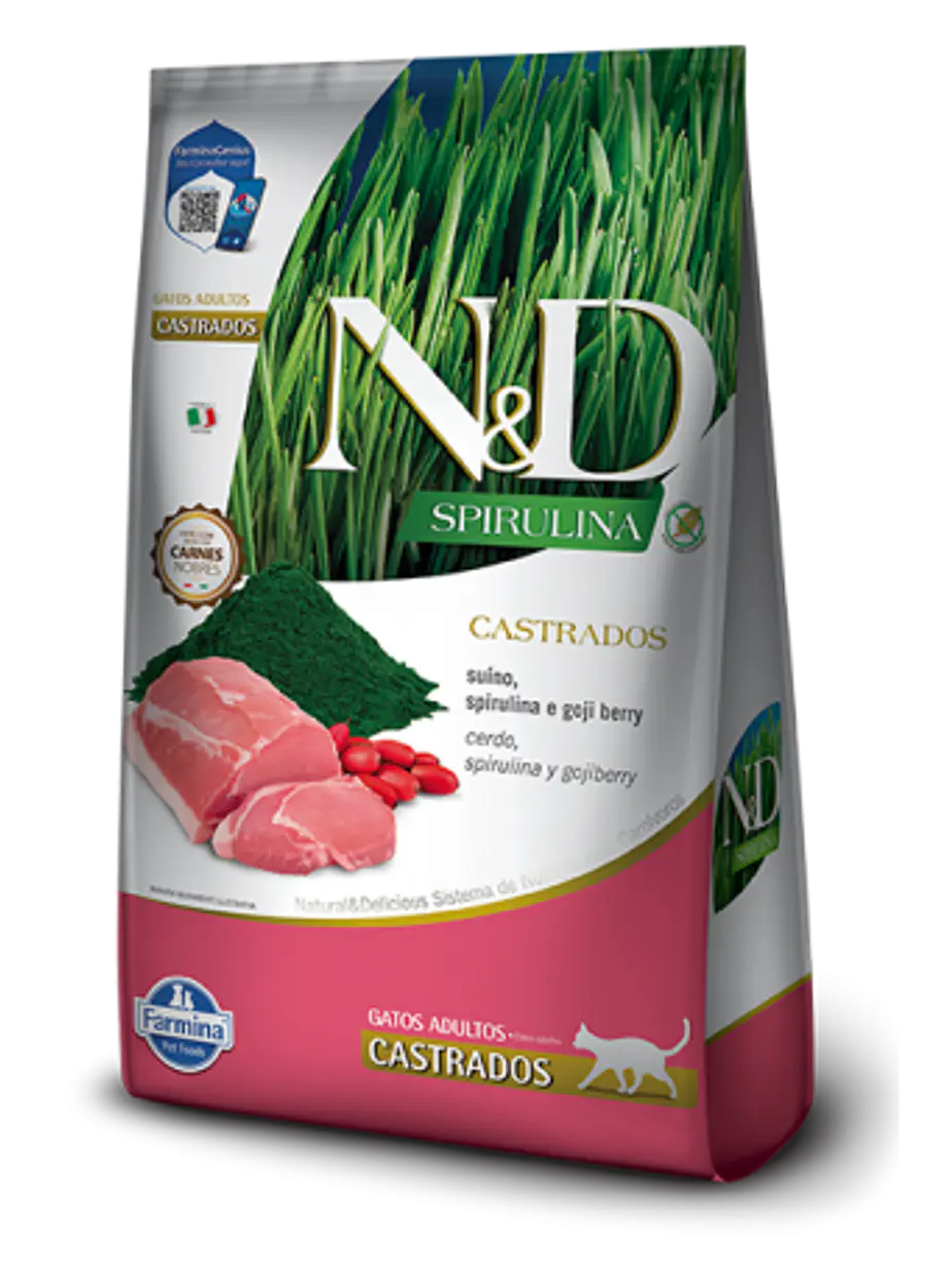 N&D Spirulina Gato Castrado Sabor cerdo 1.5 Kilos 1