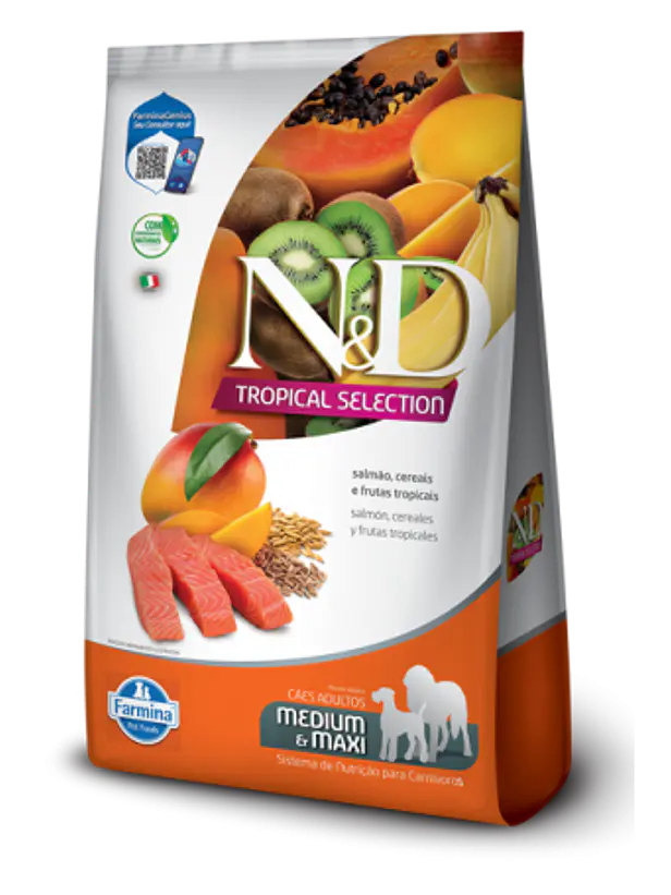 N&D Tropical Selection Perro Adulto Mediano y Grande Sabor Salmon 2.5 Kilos 1