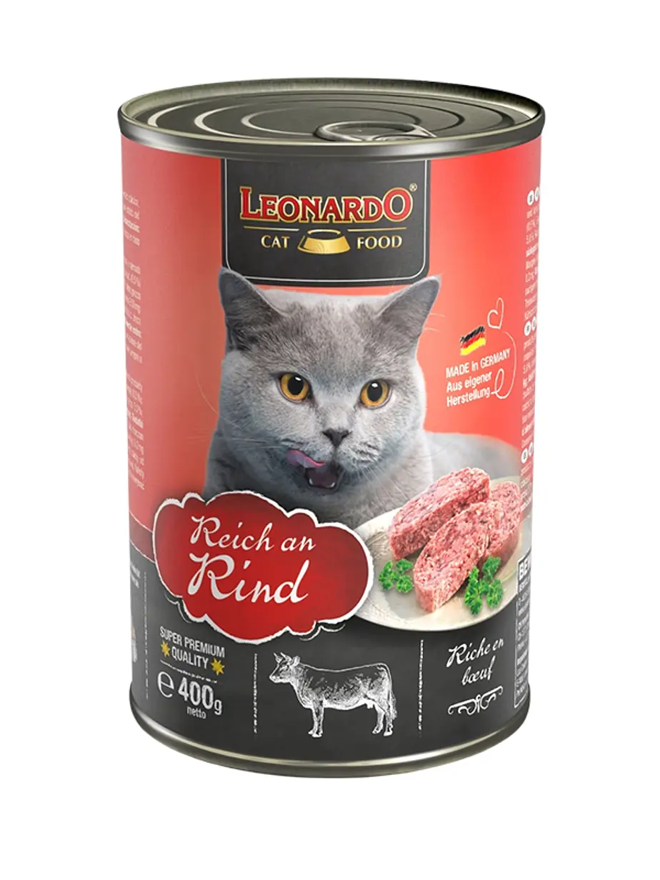 Leonardo Lata sabor Ternera alimento húmedo para gatos 400 Gramos 1