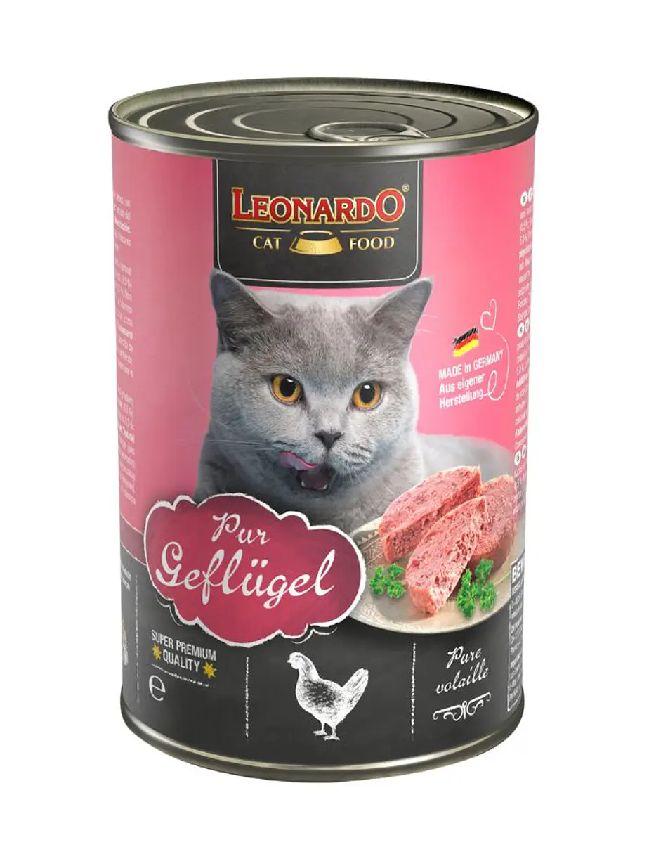 Leonardo Lata sabor Ave alimento húmedo para gatos 400 Gramos 1