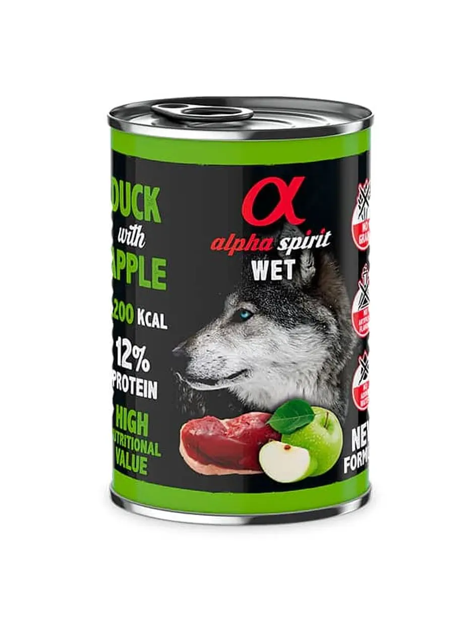 Lata Alpha Spirit Sabor Pato con Manzana 400 Gramos 1