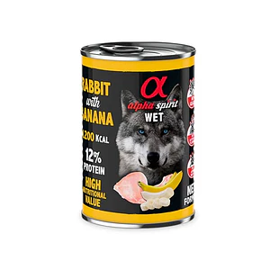Lata Alpha Spirit Sabor Conejo con Platano 400 Gramos