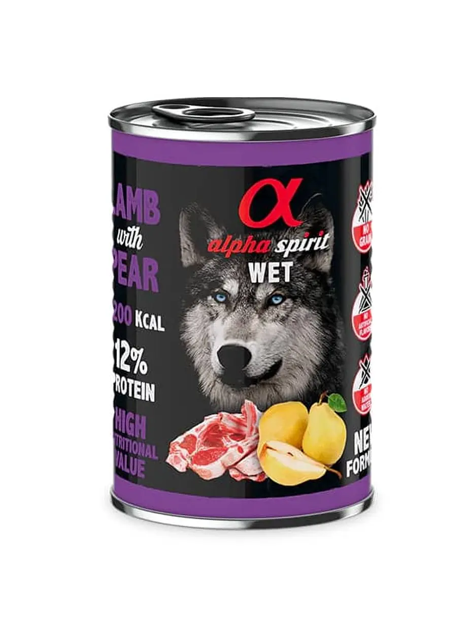 Lata Alpha Spirit Sabor Cordero con Pera 400 Gramos 1