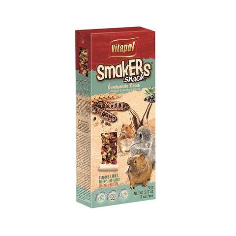 SMAKERS PARA PEQUEÑOS ANIMALES SABOR ALGARROBO