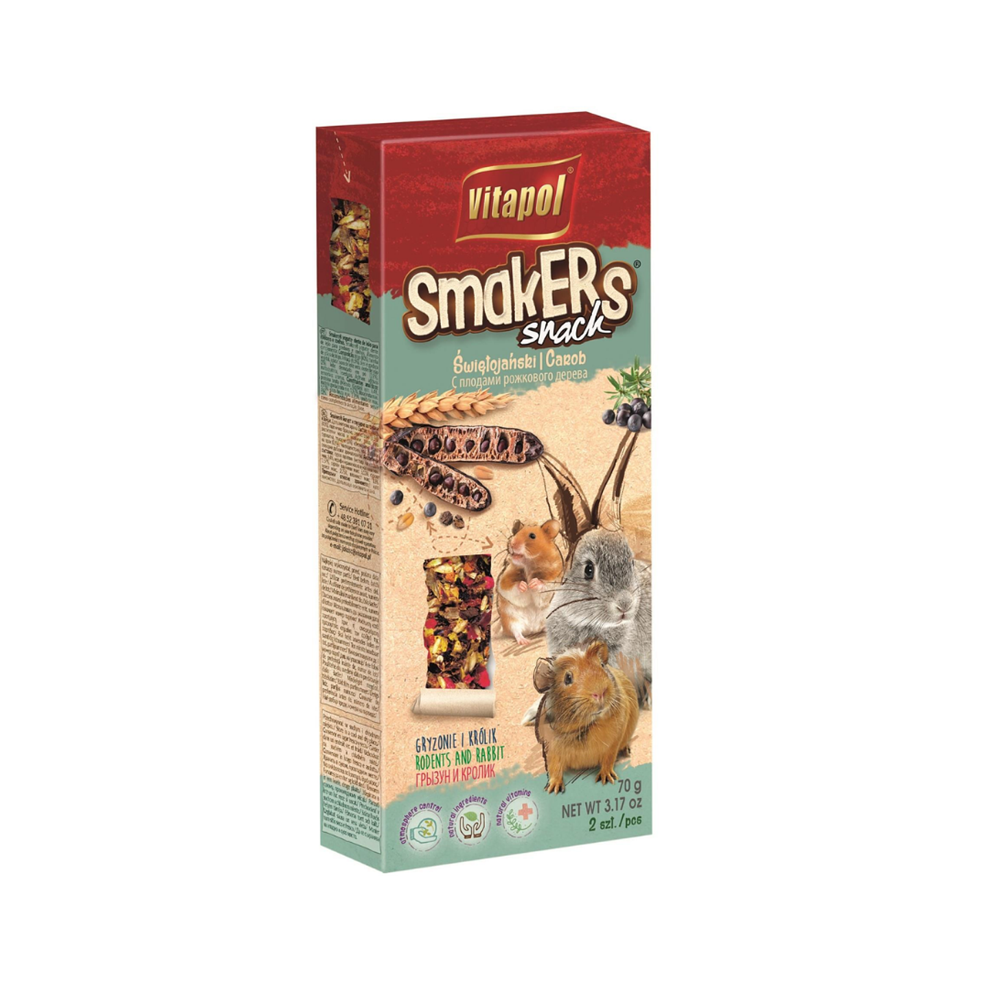 SMAKERS PARA PEQUEÑOS ANIMALES SABOR ALGARROBO 1