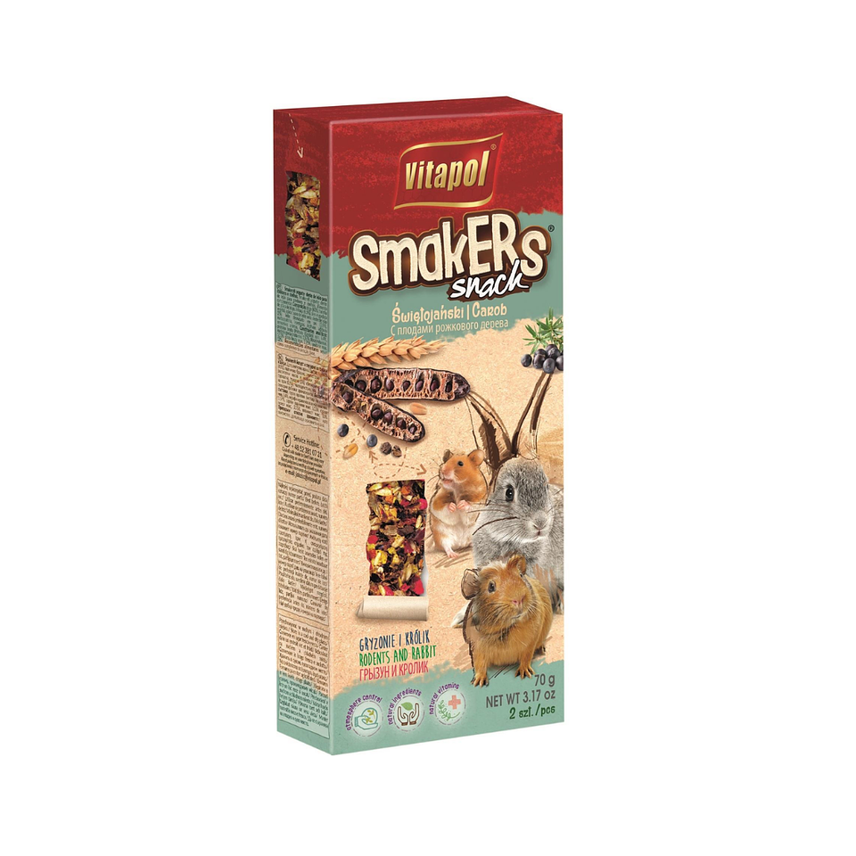 SMAKERS PARA PEQUEÑOS ANIMALES SABOR ALGARROBO 1