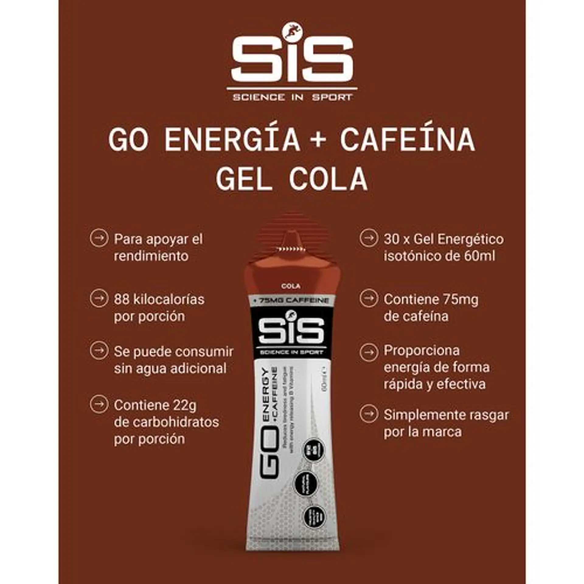 Gel Energético SiS GO Energy + Cafeína Cola 60ml 3