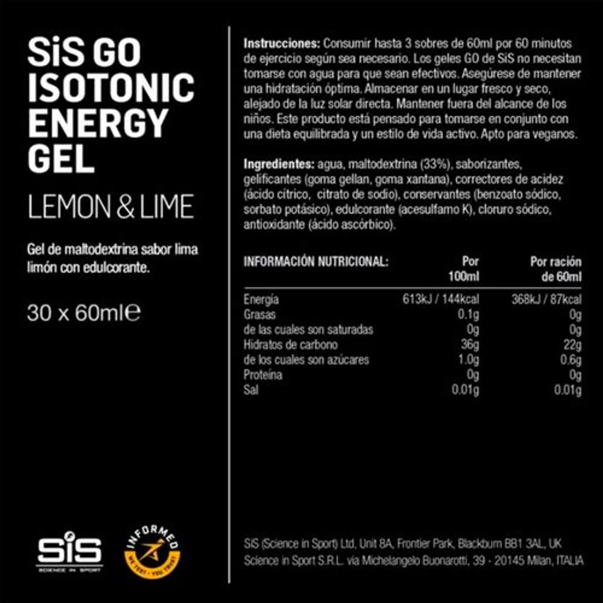 Gel SiS GO Isotónico Lima Limón 60ml 4