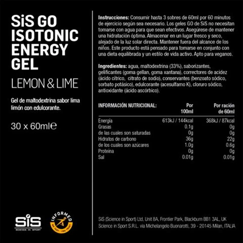 Gel SiS GO Isotónico Lima Limón 60ml 4