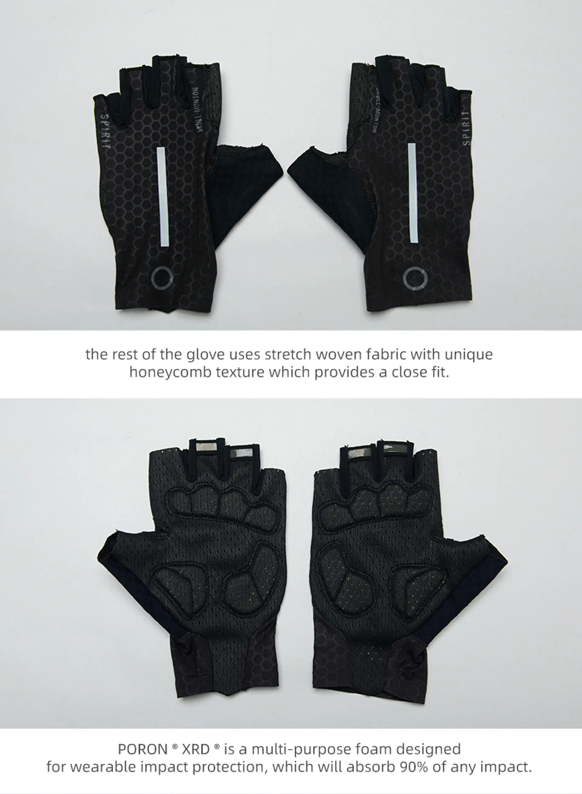 Guantes Sin Dedos Monton 24-SPIRIT Fingerless Negro 3
