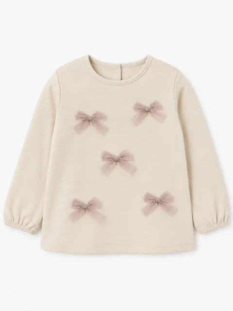 Camisola Fina Bebé Laços de Tule Creme (6M aos 36M)