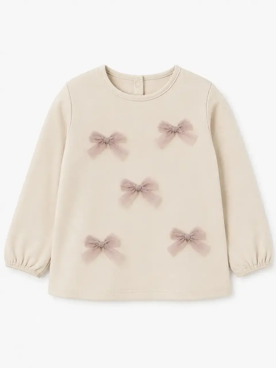 Camisola Fina Bebé Laços de Tule Creme (6M aos 36M) 1